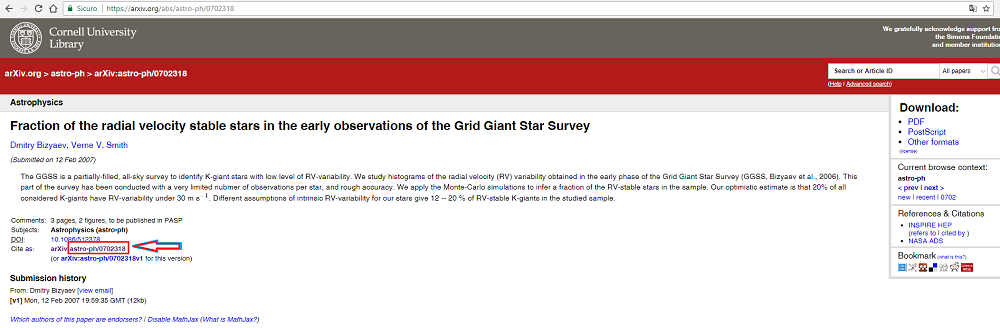 FAQ_IRIS_recupero-codice-arxiv-dove Schermata recupero codice ArXiv