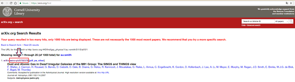 FAQ_IRIS_recupero-codice-arxiv Schermata recupero codice ArXiv