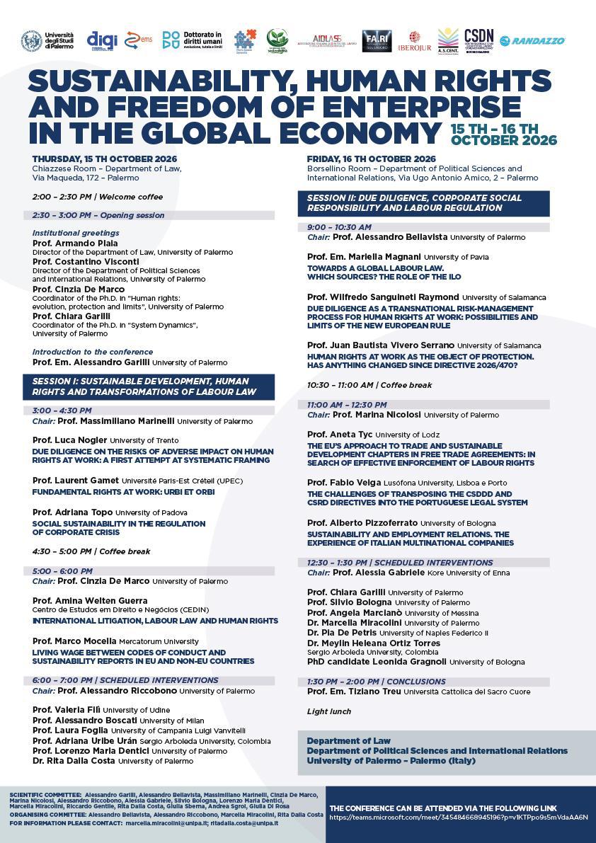 Conference poster - Sustainability, Human Rights and Freedom of Enterprise in the Global Economy